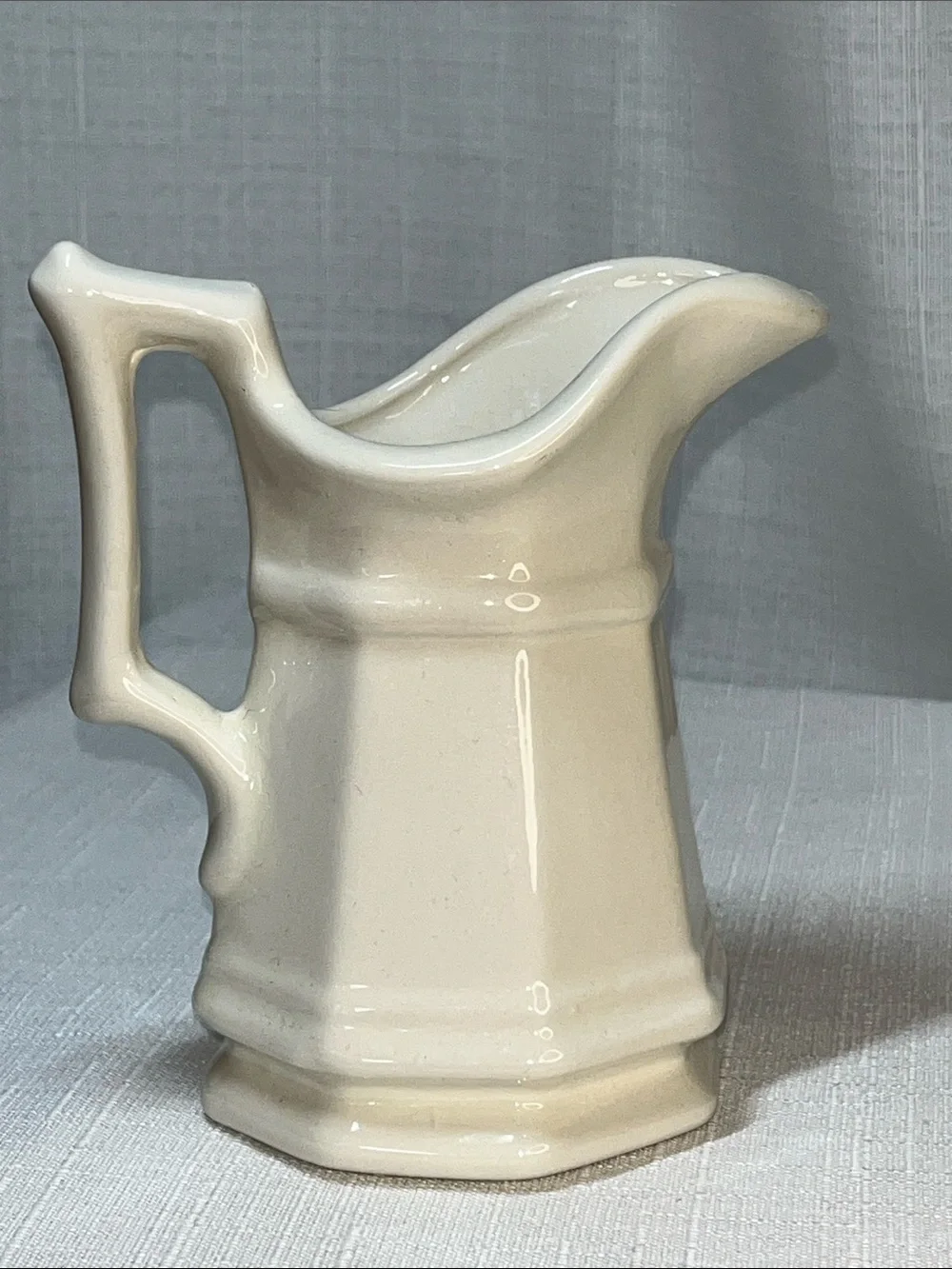 Handmade Signed Ceramic Creamer Pitcher White Pottery Vintage Farmhouse  5”